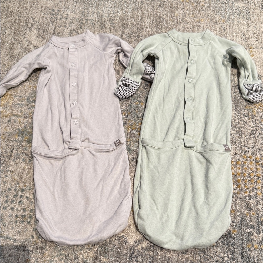 Cozy Kids Pajama Sleep Sacks - Gray and Mint